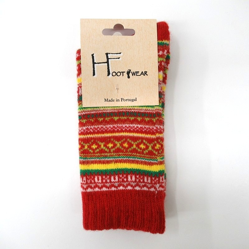 HFOOT WEAR【ポルトガル製】 フェアアイルソックス RD (FAIR ISLE)
